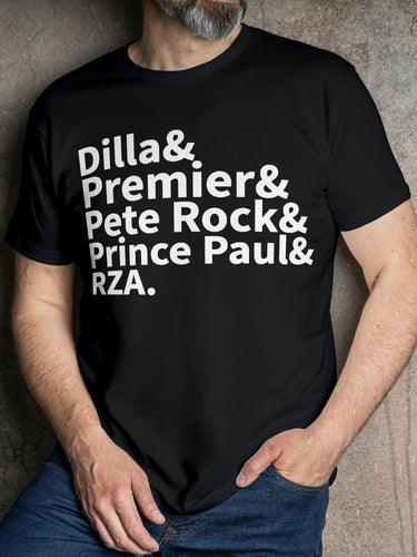 Dilla & Premier & Pete Rock & Prince Paul & RZA Tee: Wear Hip-Hop History - OMFnG Tee's