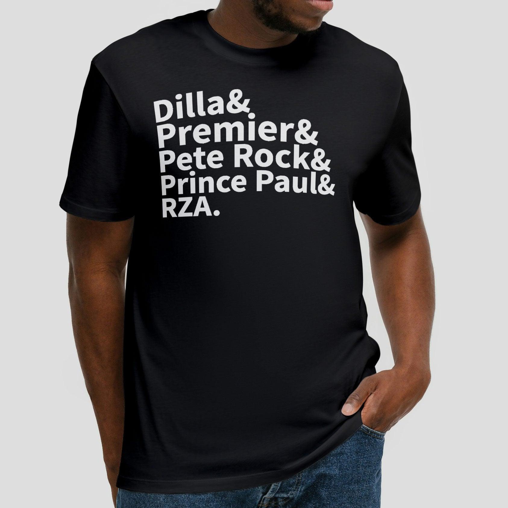 Legendary Hip-Hop Producers Tribute Tee | Dilla & Premier & Pete Rock & Prince Paul & RZA Tee