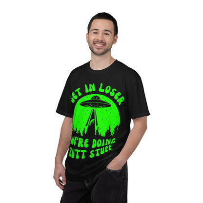 Alien Abduction Funny T-Shirt – “Get in Loser, We’re Doing Butt Stuff” Neon UFO Tee
