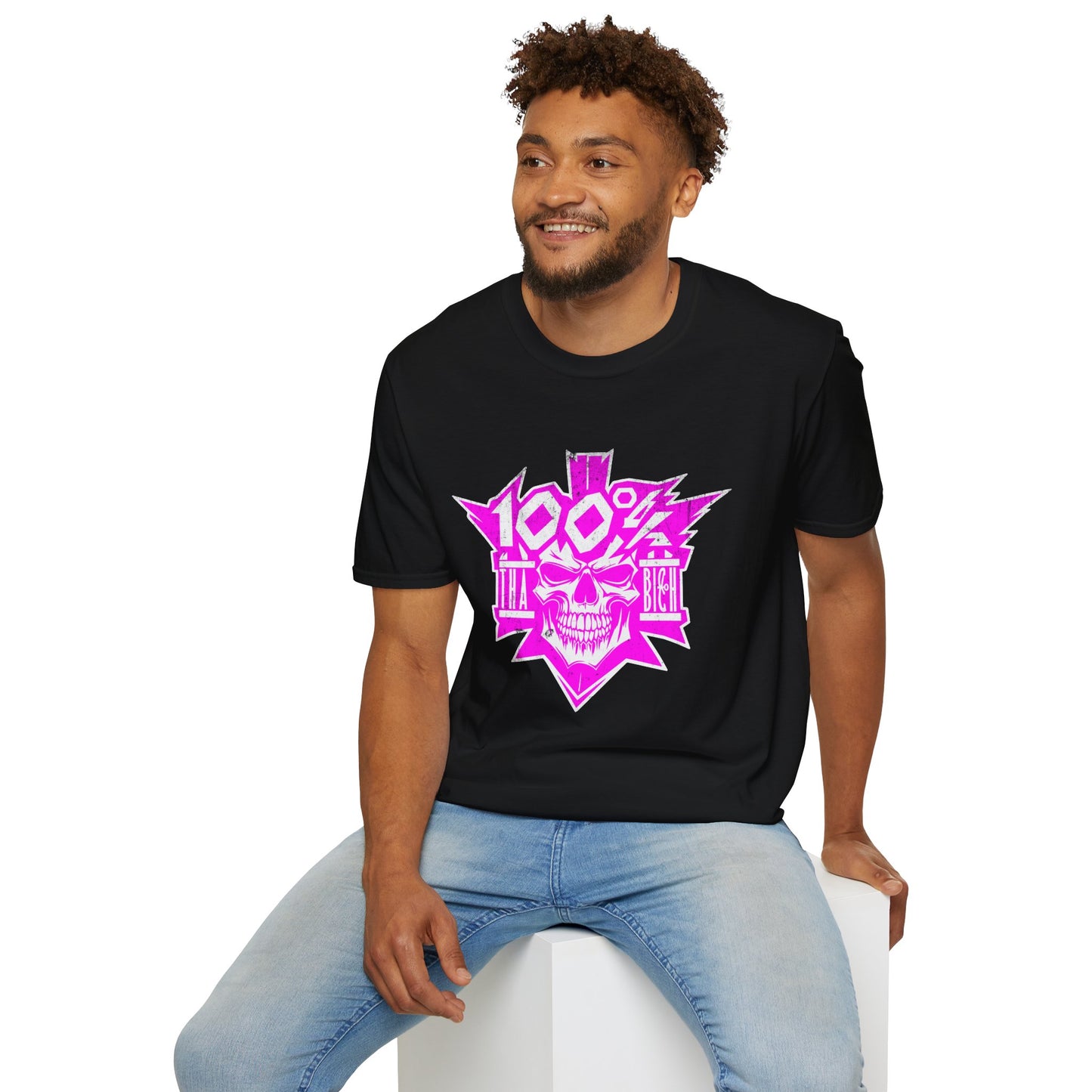 Badass Skull Tee — Neon Pink