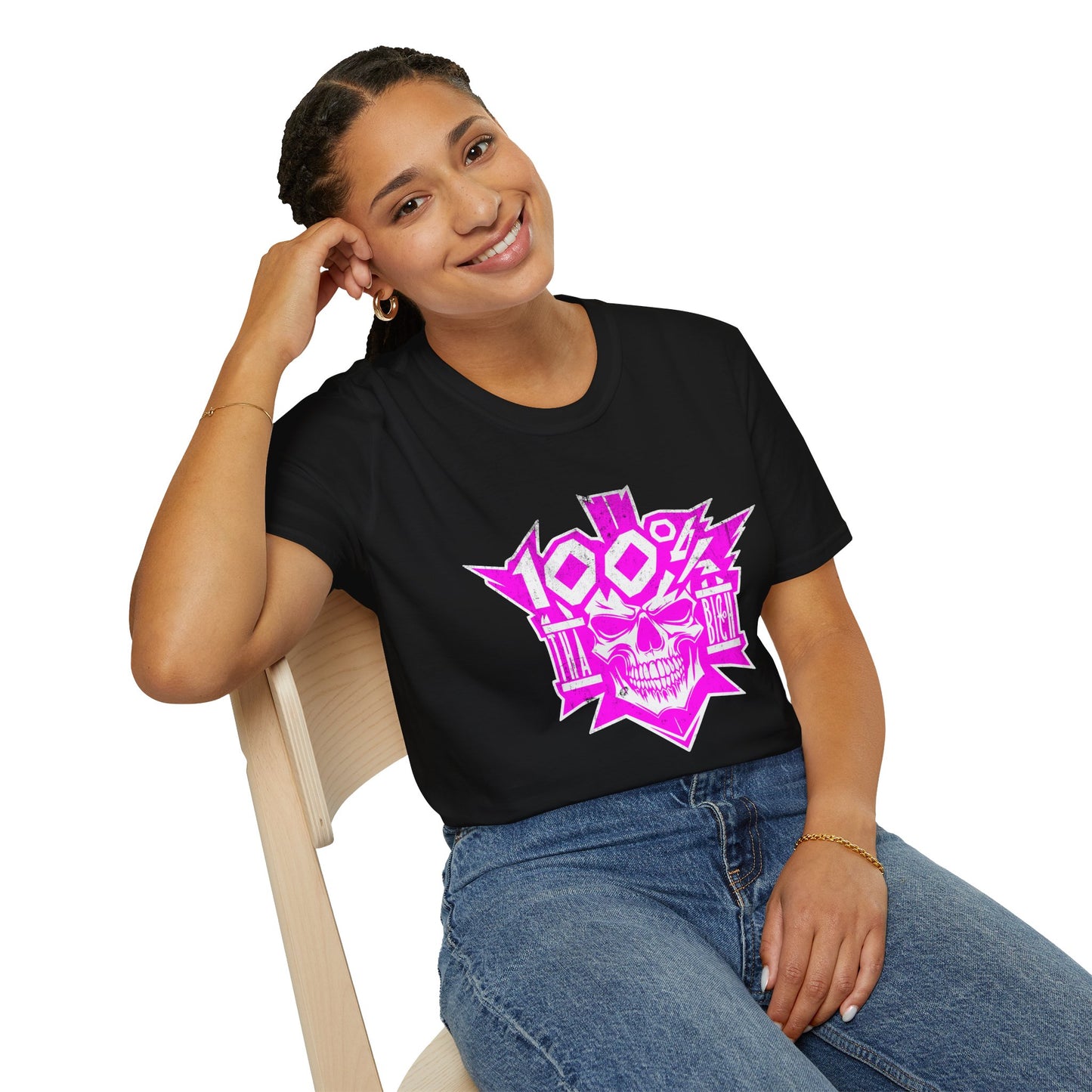Badass Skull Tee — Neon Pink