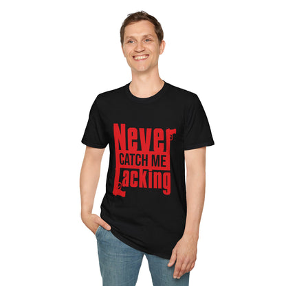 Front view of the Never Catch Me Lacking hip-hop inspired graphic tee