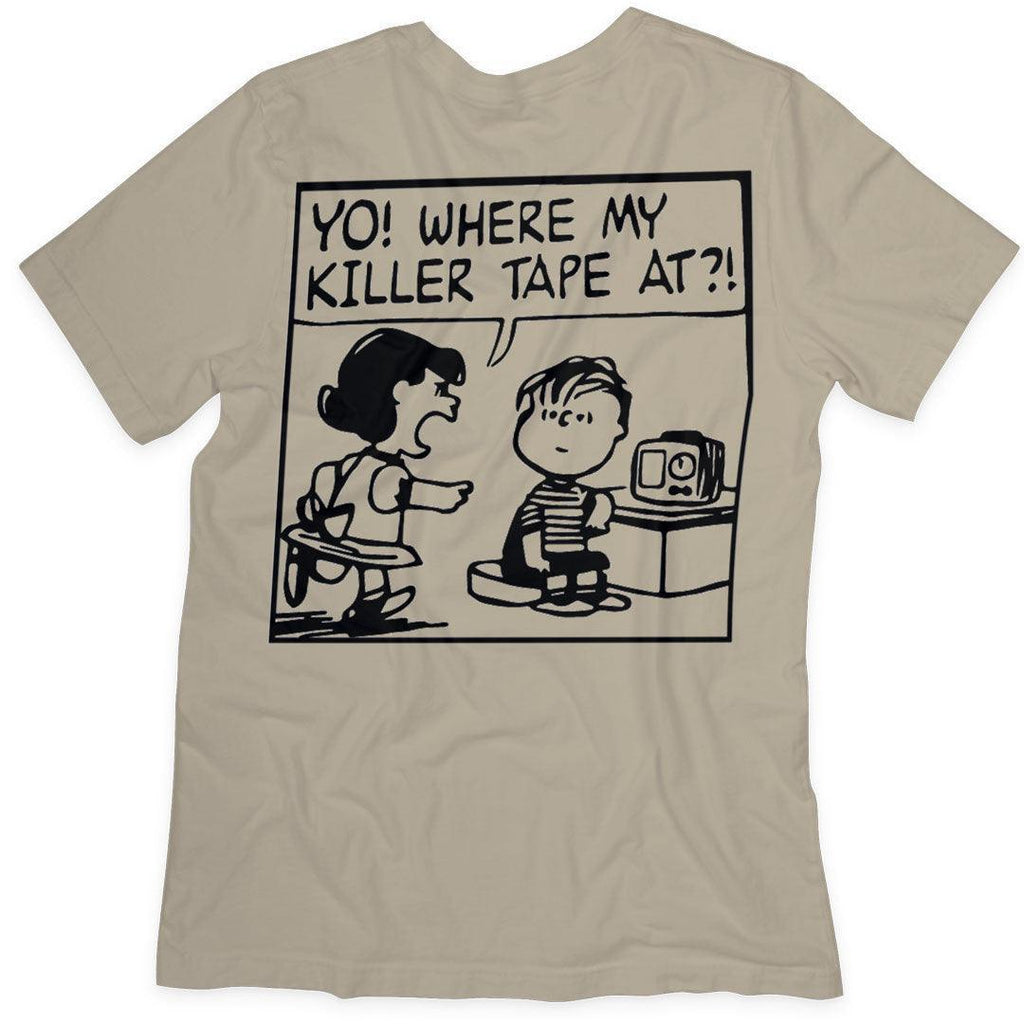 Yo! Where My Killer Tape At?! Beige Wu-Tang Inspired Peanuts Tee - OMFnG Tee's