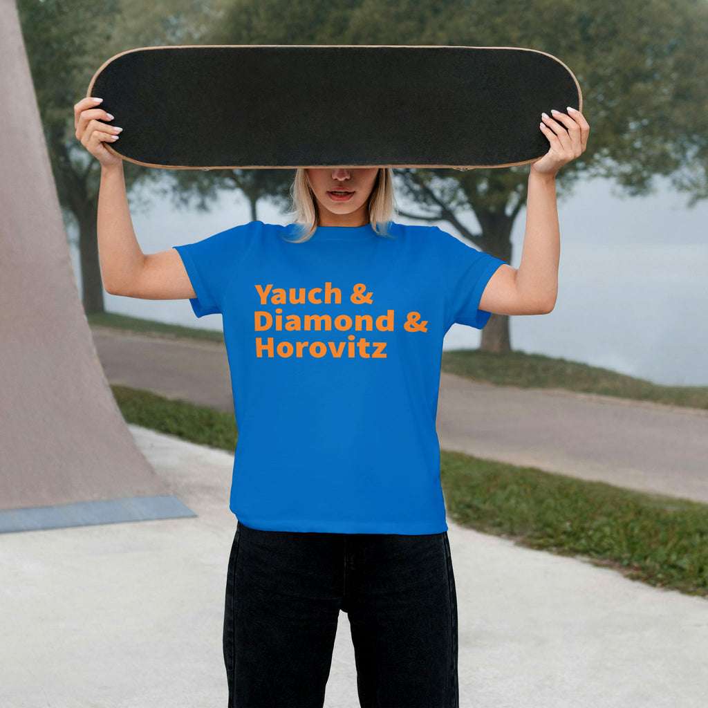 Yauch • Diamond • Horovitz Tee — Knicks Colors (Blue & Orange)