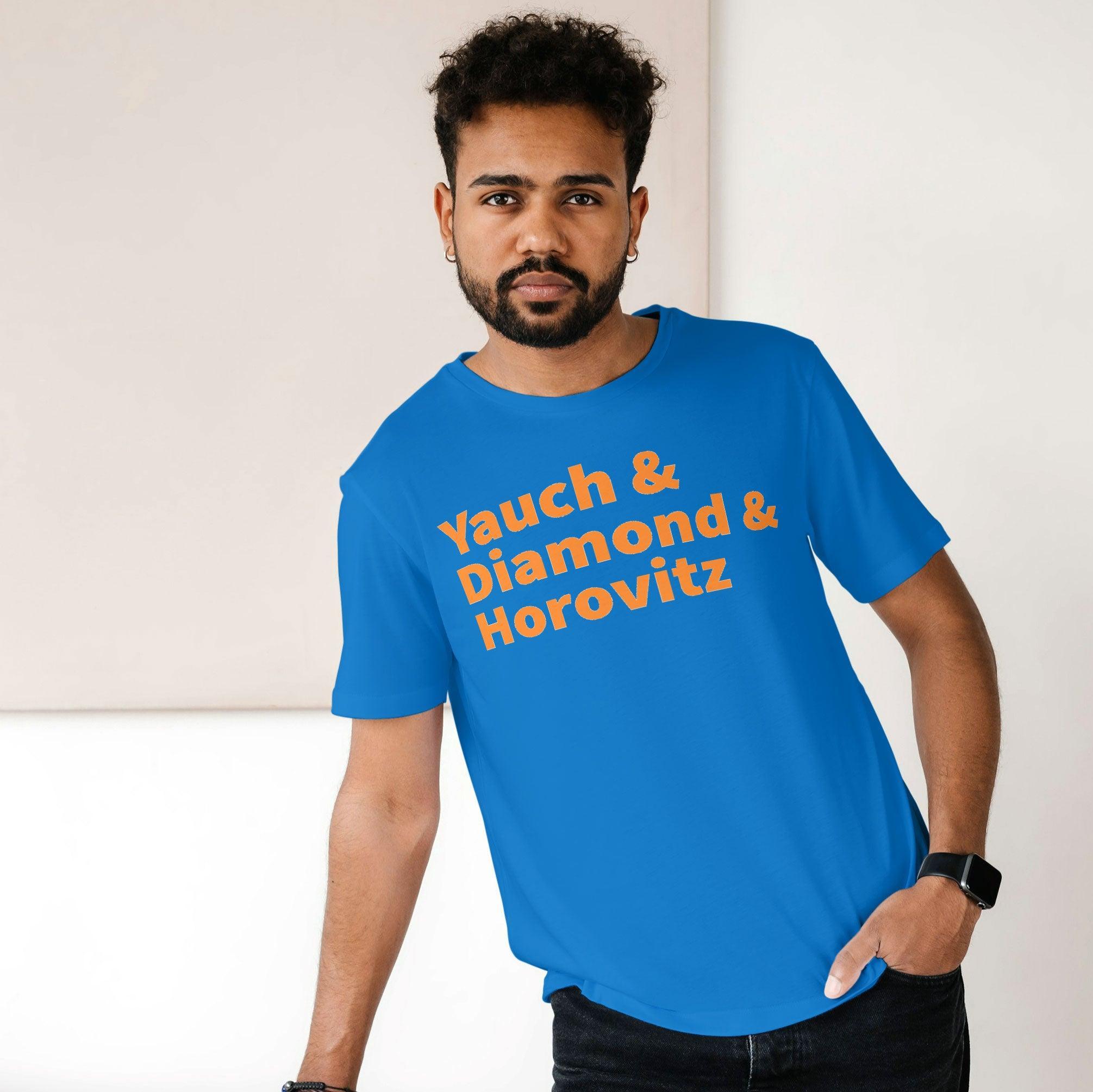 Yauch & Diamond & Horovitz (Beastie Boys) Shirt New York Knicks Colors (Blue & Orange) - OMFnG Tee's