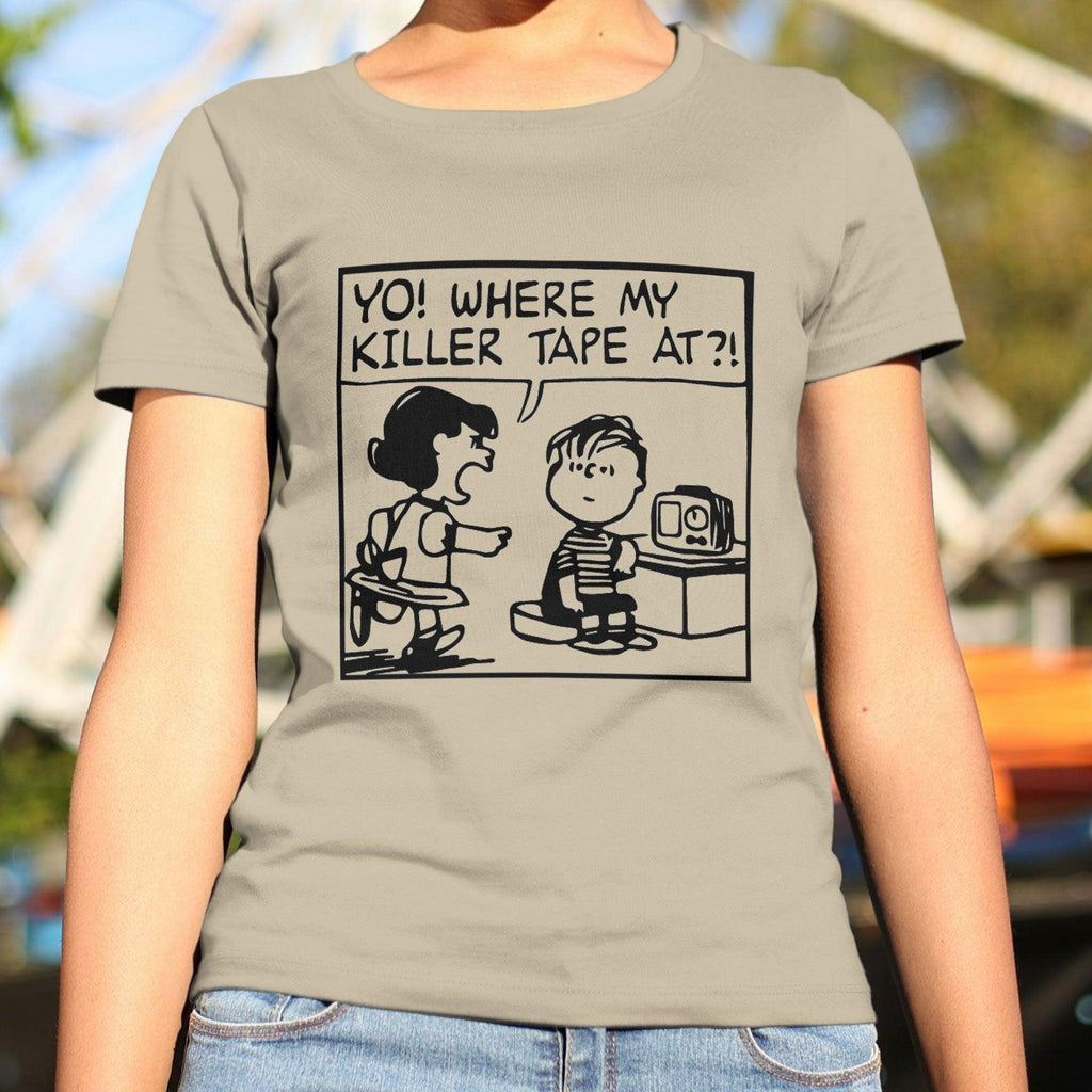 Yo! Where My Killer Tape At?! Beige Wu-Tang Inspired Peanuts Tee - OMFnG Tee's