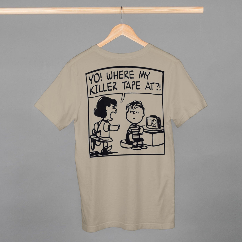 Yo! Where My Killer Tape At?! Beige Wu-Tang Inspired Peanuts Tee - OMFnG Tee's