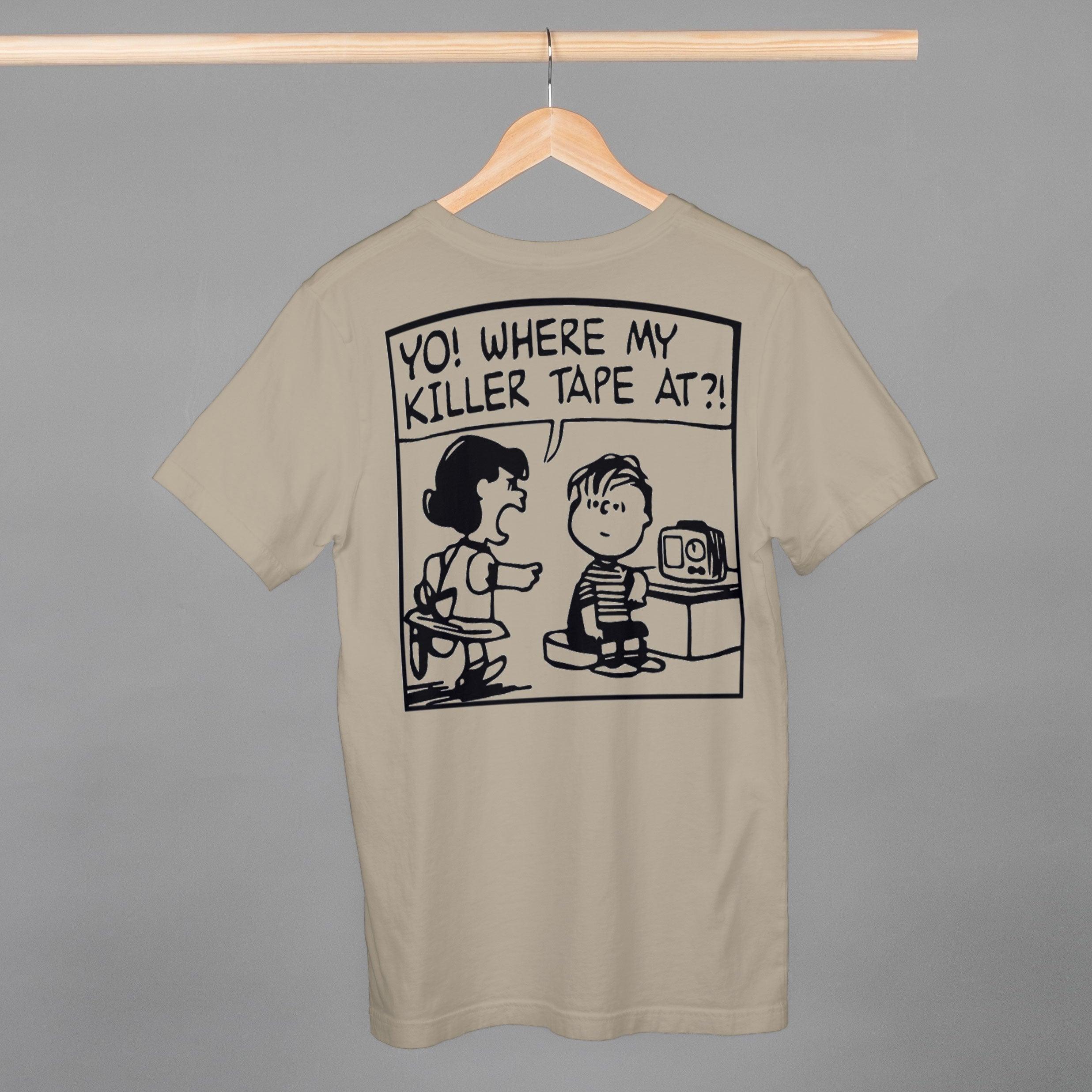 Yo! Where My Killer Tape At?! Beige Wu-Tang Inspired Peanuts Tee - OMFnG Tee's
