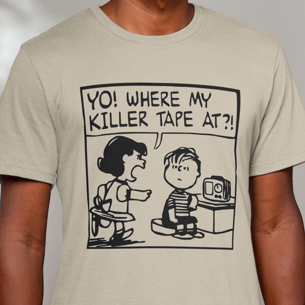 Yo! Where My Killer Tape At?! Beige Wu-Tang Inspired Peanuts Tee - OMFnG Tee's